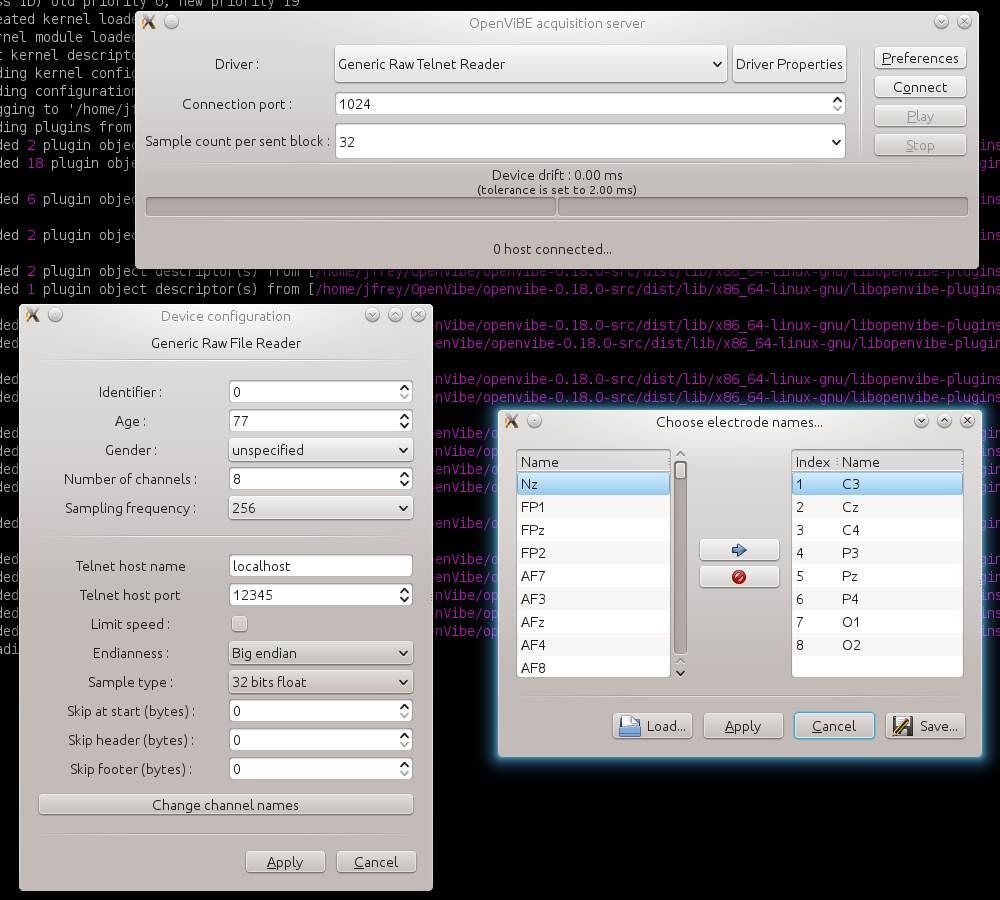 Configure OpenViBE acquisition server, driver